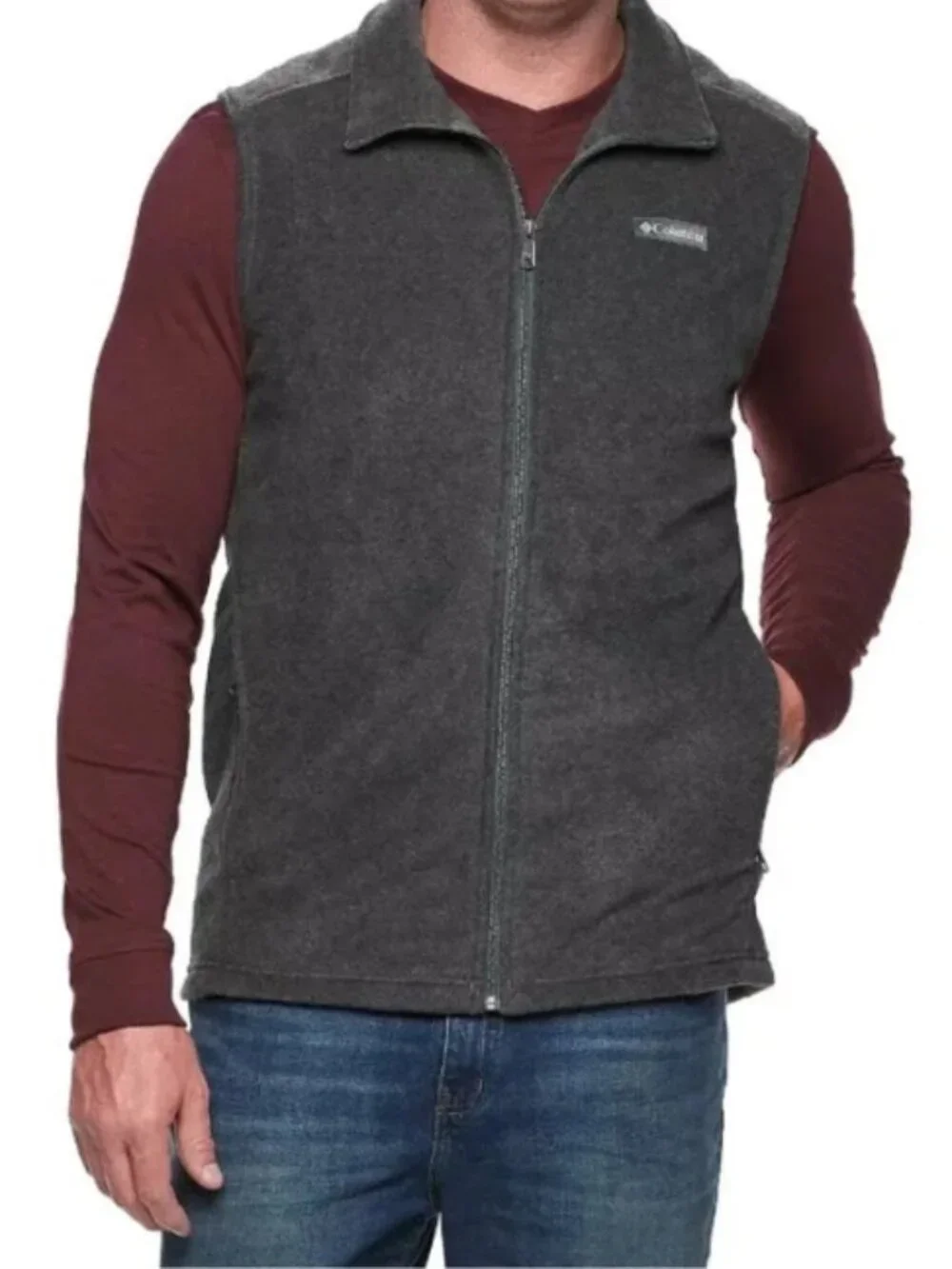 Columbia Men's Steens Mountain Fleece Vest in Charcoal Heather Size XL